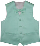 Pool Blue  Flower Boys Solid Waistcoat With Bowtie