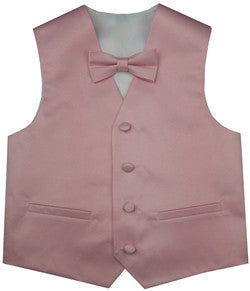 Rose  Flower Boys Solid Waistcoat With Bowtie