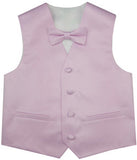 Pink  Flower Boys Solid Waistcoat With Bowtie