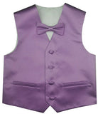 Wisteria Flower Boys Solid Waistcoat With Bowtie