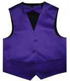 Egg plant Flower Boys Solid Waistcoat With Bowtie