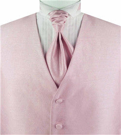 Solid Pink Duppion Classical Tuxedo/Wedding Waistcoat+Cravat+Hanky