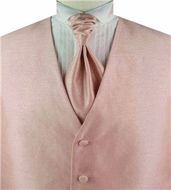 Solid Rose Duppion Classical Tuxedo/Wedding Waistcoat+Cravat+Hanky
