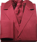 Burgundy  Duppion Collared Classical Tuxedo Waistcoat+Cravat+Hanky