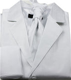 White Duppion Collared Classical Tuxedo Waistcoat+Cravat+Hanky