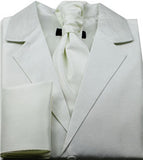 Ivory Duppion Collared Classical Tuxedo Waistcoat+Cravat+Hanky