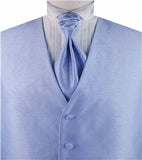 Solid Sky Blue Duppion Classical Tuxedo/Wedding Waistcoat+Black Bowtie And Hanky