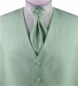 Solid Light Green Duppion Classical Tuxedo/Wedding Waistcoat+Cravat+Hanky