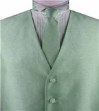 Solid Green Duppion Classical Tuxedo Custom Made Waistcoat+Necktie