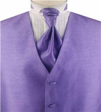 Solid Purple Duppion Classical Tuxedo/Wedding Waistcoat+Cravat+Hanky