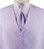 Solid Lavender Duppion Classical Tuxedo/Wedding Waistcoat+Cravat+Hanky