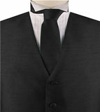 Solid Black Duppion Classical Tuxedo Custom Made Waistcoat+Necktie