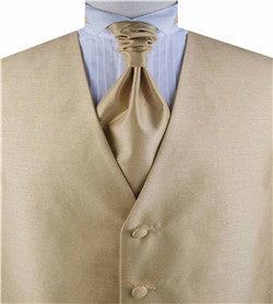 Solid Gold Duppion Classical Tuxedo/Wedding Waistcoat+Cravat+Hanky