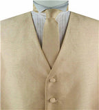 Solid Gold Duppion Classical Tuxedo Custom Made Waistcoat+Necktie