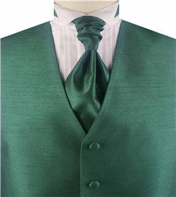 Solid Hunter Green Duppion Classical Tuxedo/Wedding Waistcoat+Cravat+Hanky
