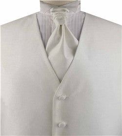 Solid Ivory Duppion Classical Tuxedo/Wedding Waistcoat+Cravat+Hanky