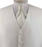 Solid Ivory Duppion Classical Tuxedo/Wedding Waistcoat+Cravat+Hanky