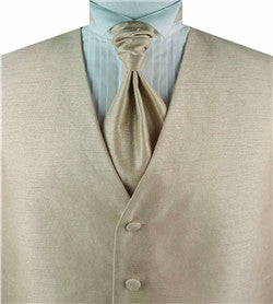 Solid Beige Duppion Classical Tuxedo/Wedding Waistcoat+Cravat+Hanky