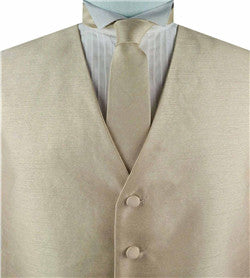 Solid Beige Duppion Classical Tuxedo Custom Made Waistcoat+Necktie