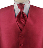 Solid Red Duppion Classical Tuxedo/Wedding Waistcoat+Cravat+Hanky