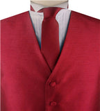 Solid Red Duppion Classical Tuxedo/Wedding Waistcoat+Necktie+Hanky