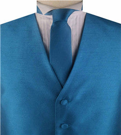 Solid Blue Duppion Classical Tuxedo Custom Made Waistcoat+Necktie