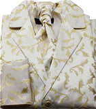 Gold&Ivory Classical Tuxedo Collared Waistcoat+Cravat Set