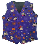 Girl Purple Ground And Orange Pumpkin Polyester Printing Fabric Halloween Waistcoat Set