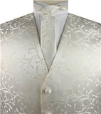 Ivory Even Swirls Classical Wedding Waistcoat+Necktie+Hanky