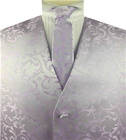 Lavender Even Swirls Classical Wedding Waistcoat+Necktie+Hanky
