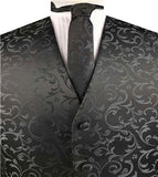 Black Even Swirls Classical Wedding Waistcoat+Necktie+Hanky