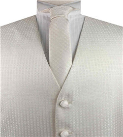 Ivory Chequer Classical Tuxedo Waistcoat+Necktie+Hanky