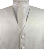 Ivory Chequer Classical Tuxedo Waistcoat+Necktie+Hanky