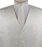 Ivory Little Floral Classical Wedding Waistcoat+Necktie+Hanky