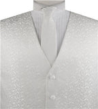 White Little Floral Classical Wedding White Waistcoat+Necktie+Hanky