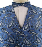 Blue&White Colorful Paisley Classical Wedding Waistcoat Set