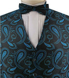 Blue&Black Colorful Paisley Classical Wedding Waistcoat Set