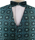 Turquoise Classical Wedding/Tuxedo Waistcoat+Bowtie+Hanky