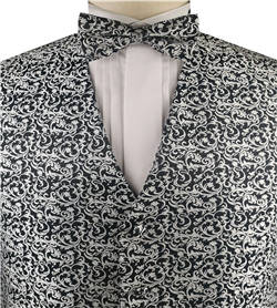 Grey Swirl Microfiber Wedding/Tuxedo Vest+Bowtie+Hanky