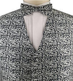 Grey Swirl Microfiber Wedding/Tuxedo Vest+Bowtie+Hanky