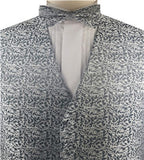 Silver Swirl Microfiber Wedding/Tuxedo Vest+Bowtie+Hanky