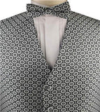 Light Grey Floral Classical Wedding/Tuxedo Waistcoat+Bowtie+Hanky