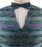 Mix Green Paisley Wedding/Tuxedo Waistcoat+Bowtie+Hanky