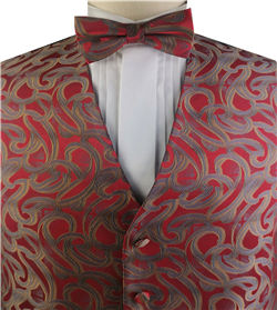 Red&Brown Colorful Paisley Classical Wedding Waistcoat Set