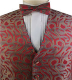 Red&Brown Colorful Paisley Classical Wedding Waistcoat Set