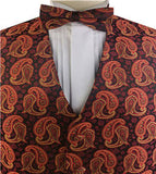 Orange&Red Colorful Paisley Classical Wedding Waistcoat Set