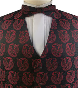 Burgundy Colorful Paisley Classical Wedding Waistcoat Set