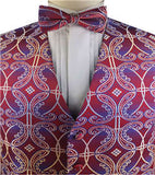 Red&Yellow Colorful Paisley Classical Wedding Waistcoat Set