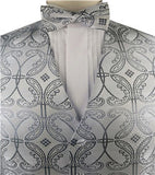 Silver Colorful Paisley Classical Wedding Waistcoat Set