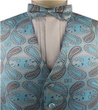 Turquoise Colorful Paisley Classical Wedding Waistcoat Set